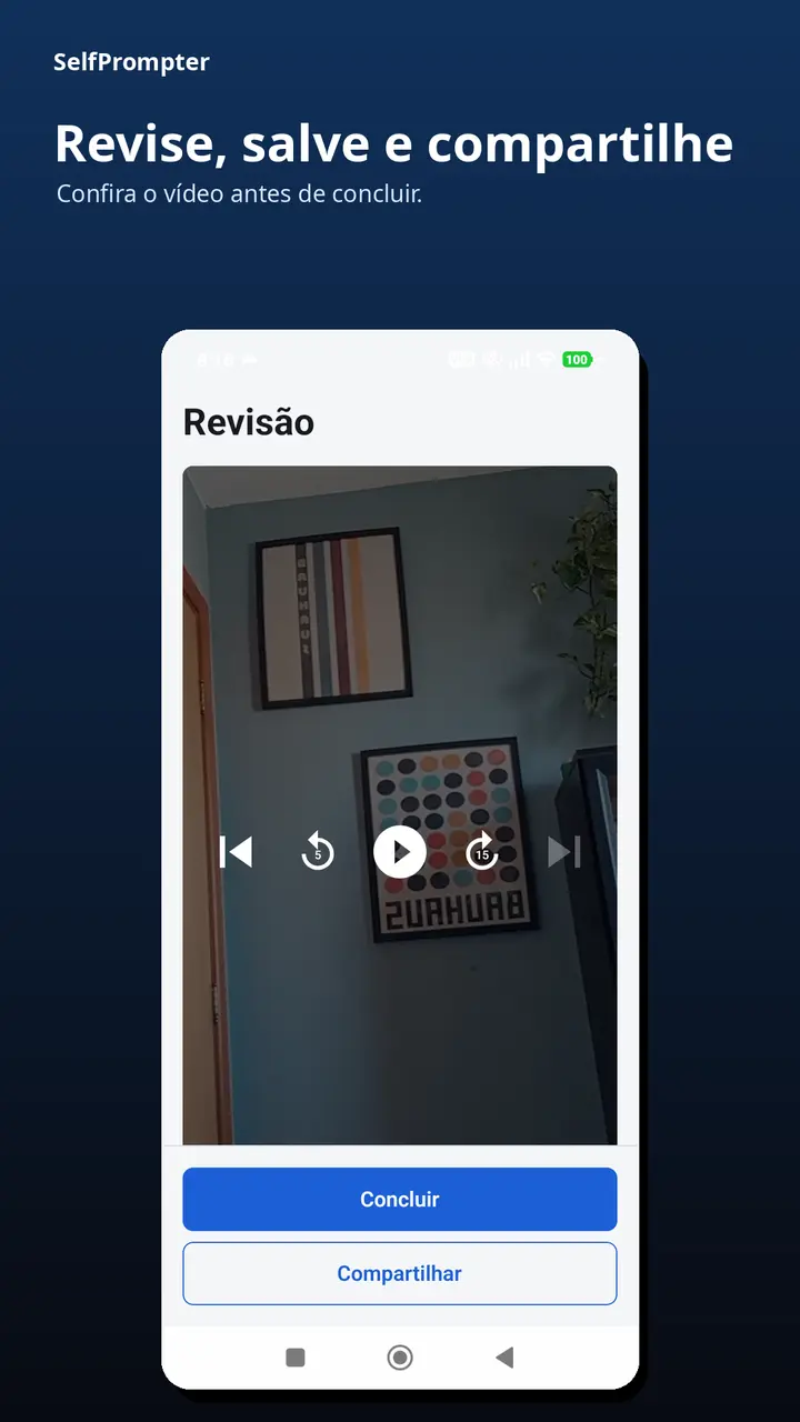 Revisão do vídeo antes de salvar e compartilhar
